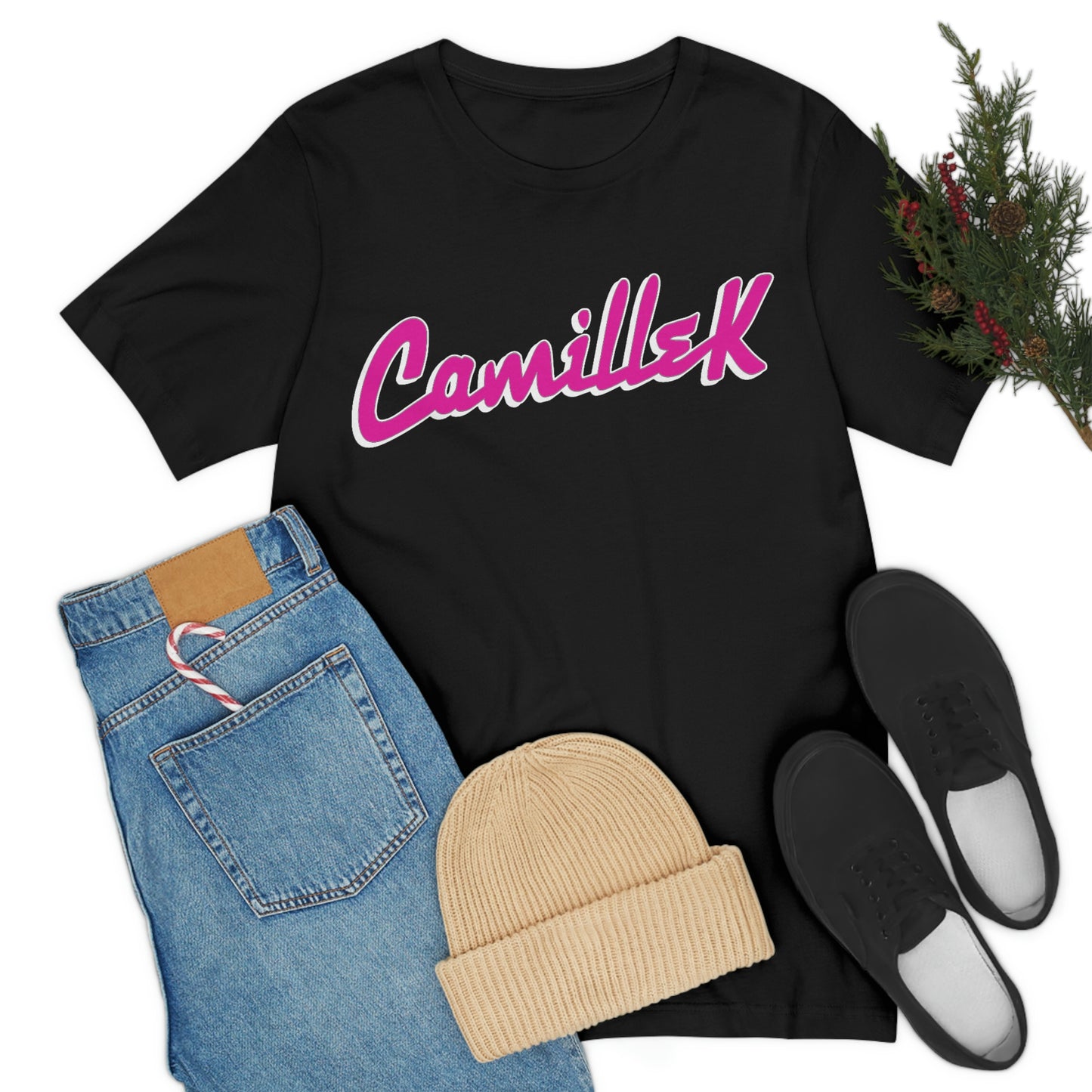 Camille K ELA Pink Script Logo Unisex Jersey Short Sleeve Tee