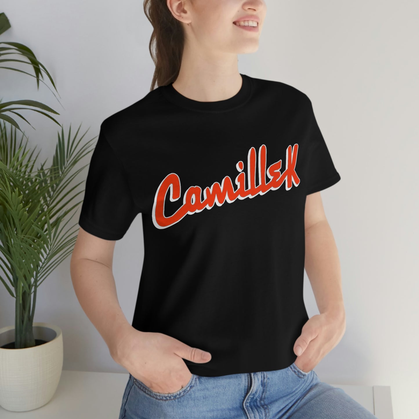 Camille K SIL Orange Script Logo Unisex Jersey Short Sleeve Tee