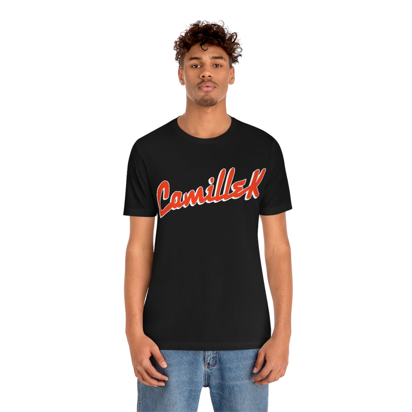 Camille K SIL Orange Script Logo Unisex Jersey Short Sleeve Tee