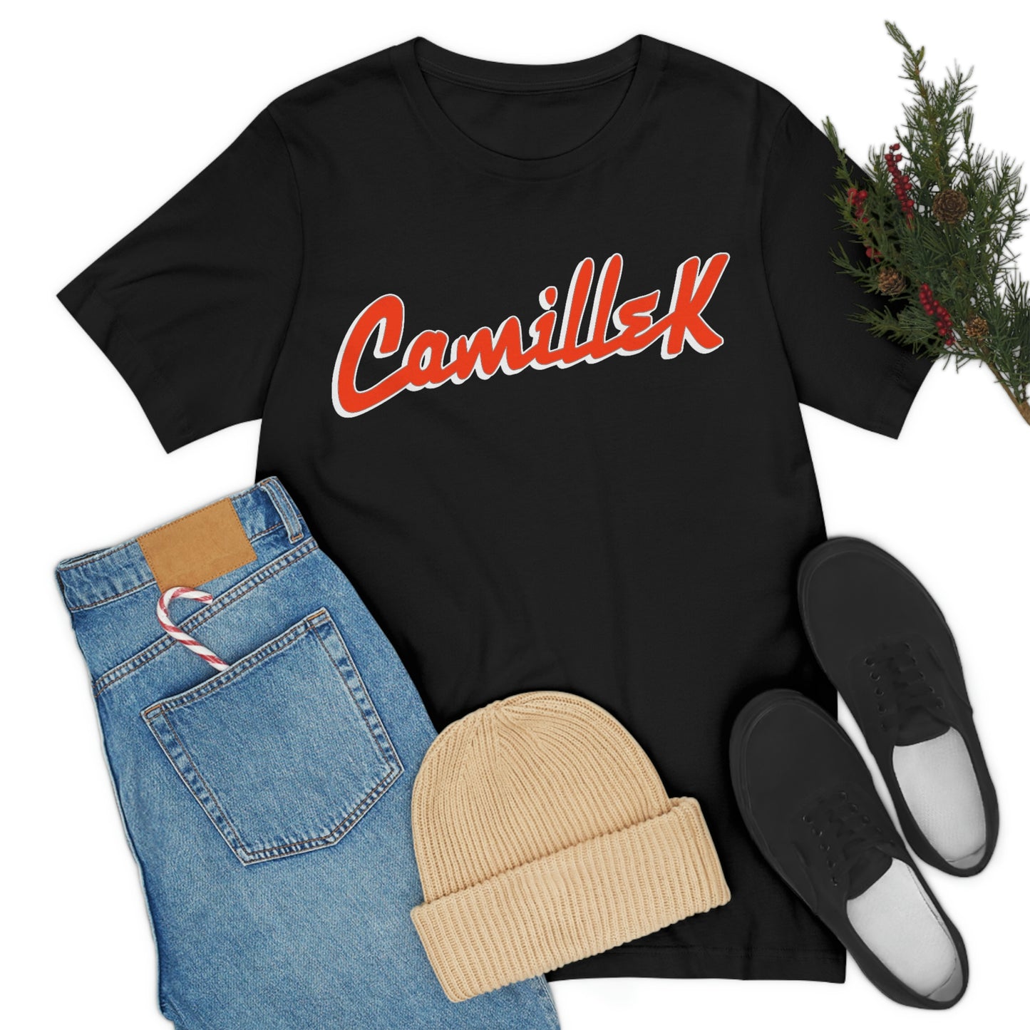 Camille K SIL Orange Script Logo Unisex Jersey Short Sleeve Tee