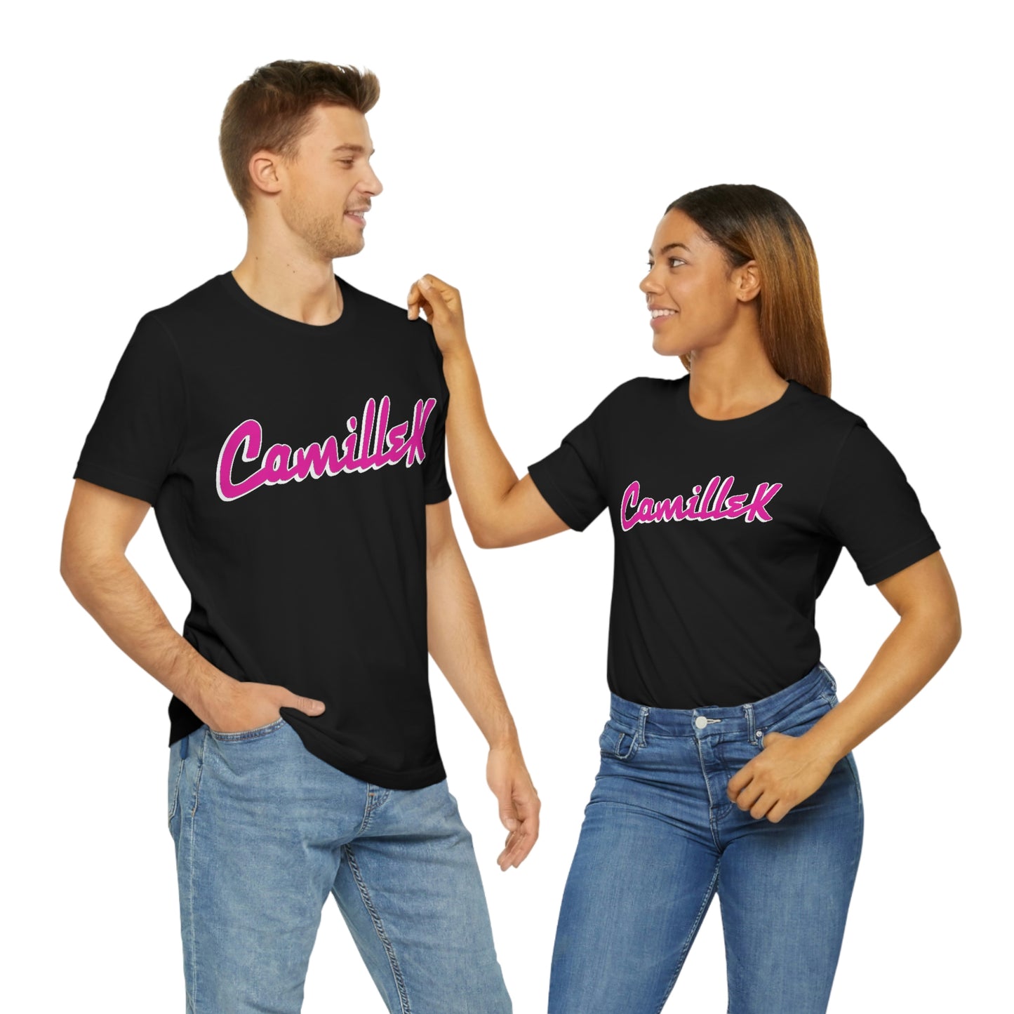 Camille K ELA Pink Script Logo Unisex Jersey Short Sleeve Tee