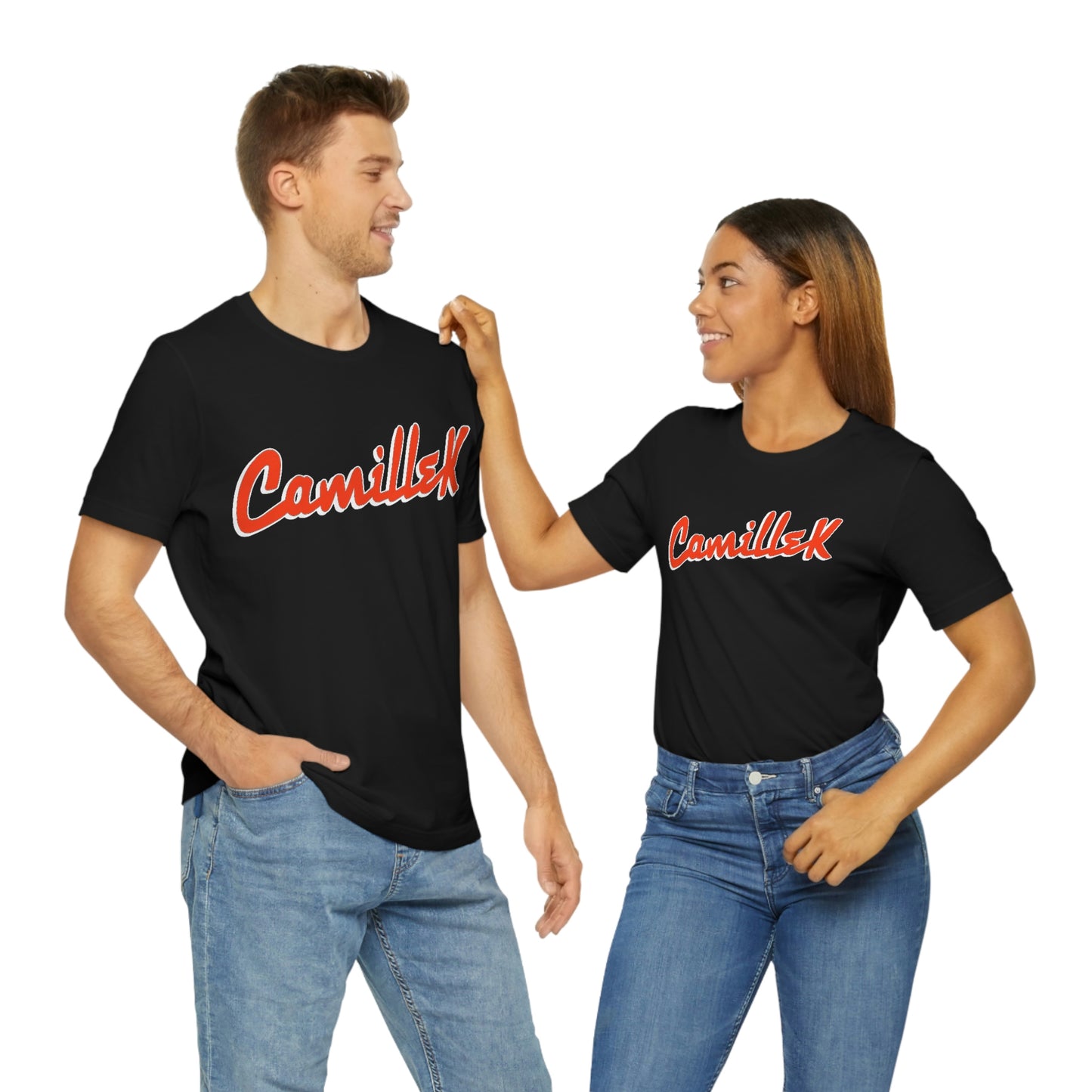 Camille K SIL Orange Script Logo Unisex Jersey Short Sleeve Tee